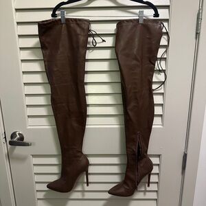 Women's Over-The-Knee Stiletto Boots - Brown
